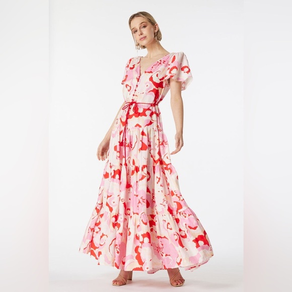ELLIATT Gisli Floral Print Tiered Linen Maxi Dress - Picture 2 of 12